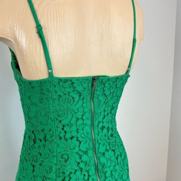 Bardot US 4 XS Emerald Green Lace Sleeveless Midi Dress Slit Bodycon Party - Picture 3 of 15